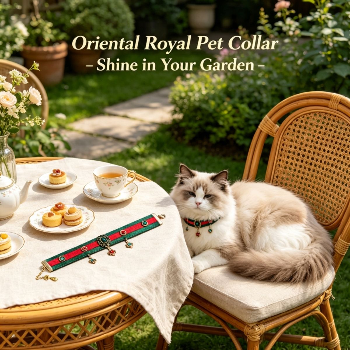 Oriental Royal Court Cat Collar | Chinese Style Pet Necklace