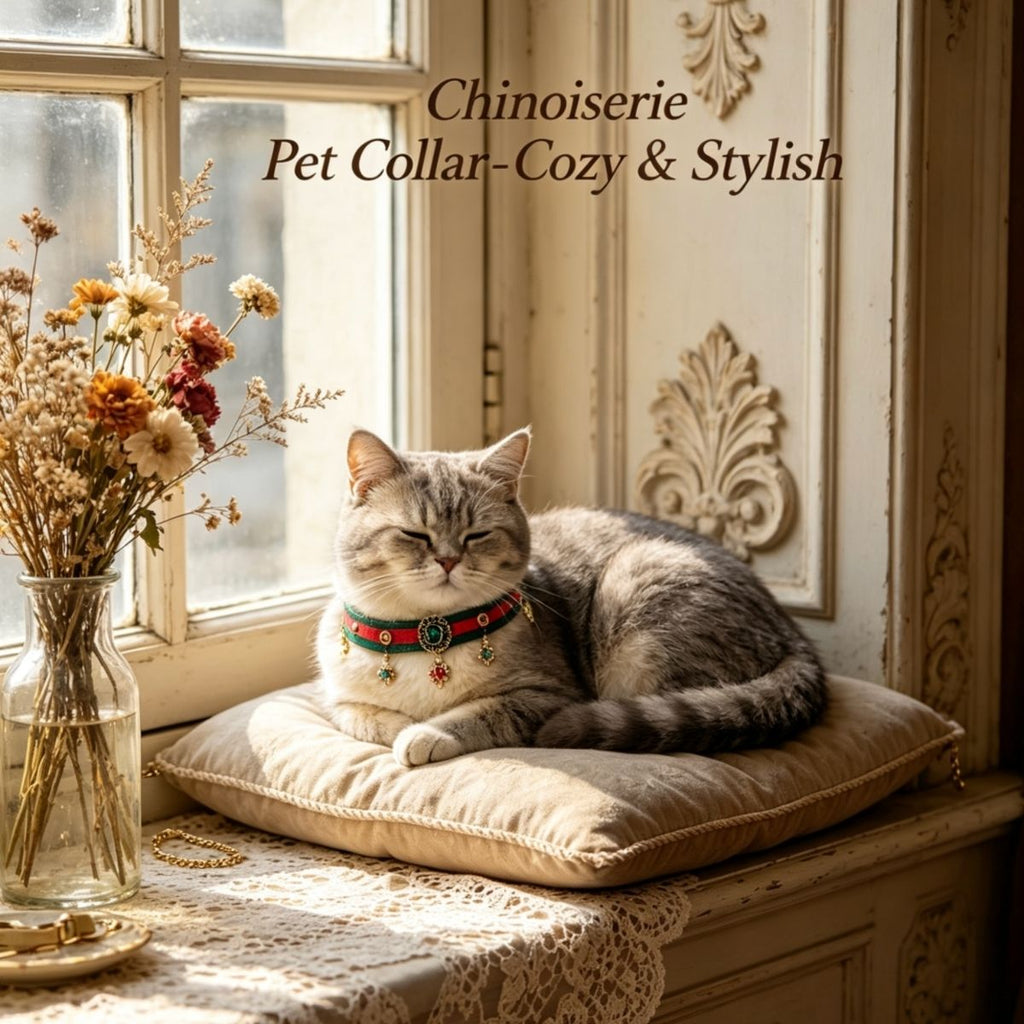 Oriental Royal Court Cat Collar | Chinese Style Pet Necklace