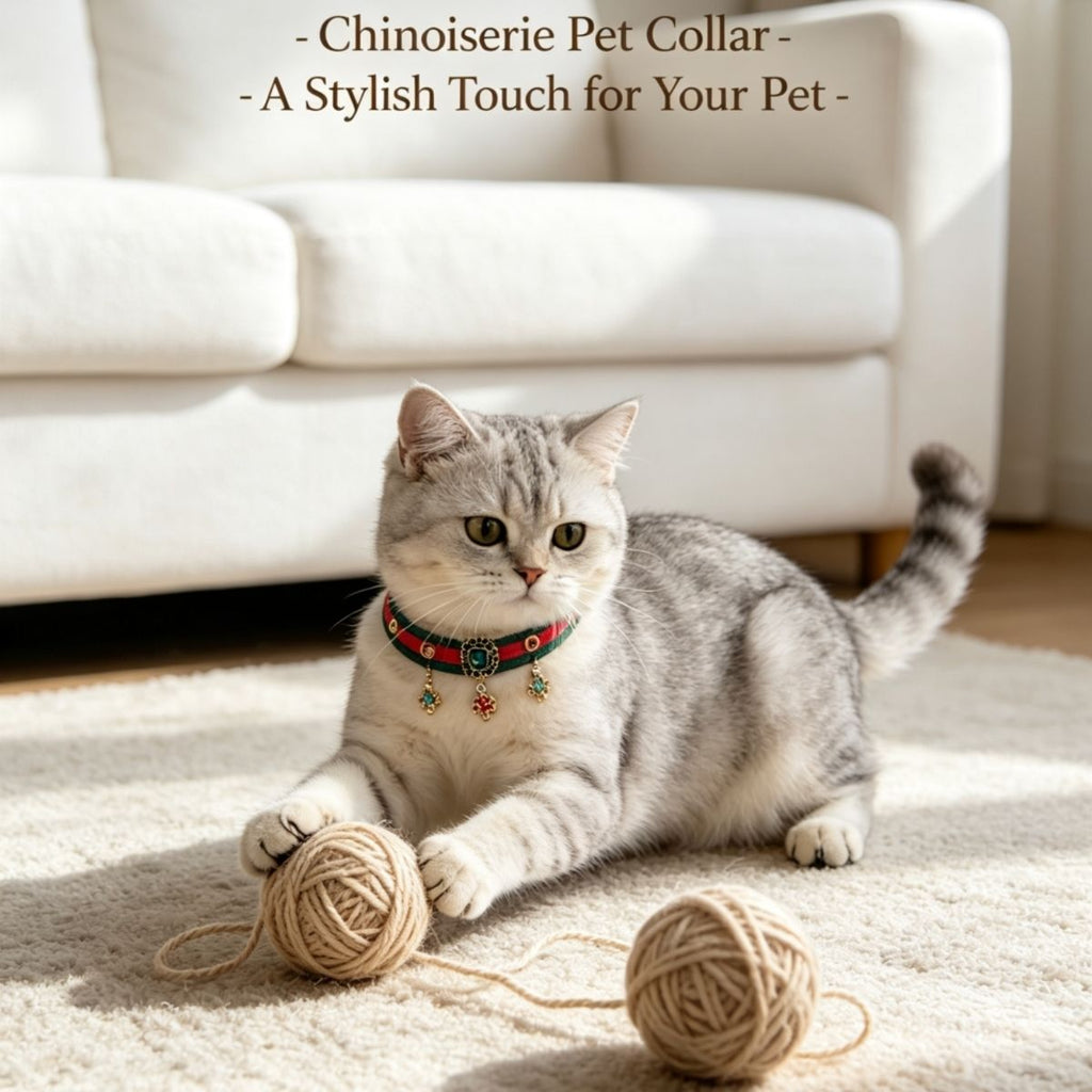 Oriental Royal Court Cat Collar | Chinese Style Pet Necklace