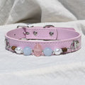 Handmade Beaded Leather Pet Collar, Adjustable Cute Collar for Cats & Small Medium Dogs
