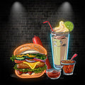 Creative Neon signs | Hamburger Holder Hot Dog, Ice Cream & Drink Shape LED Lights | Restaurant, Kitchen, Party Decoration