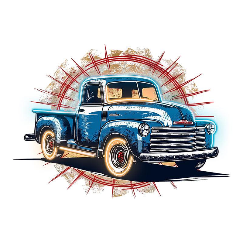 Blue Pickup Truck LED Neon signs | Round Clay Backdrop Decorative Lights | Creative Home & Store Decoration