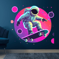 Spaceman Skateboard Jumping LED Neon signs Light - Round Space Background Decoration Light | Creative Home, Party, Gifts