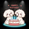 Cute Puppy Around Cake Happy Birthday Neon signs | LED Decoration Lights | Creative Birthday Gifts | Indoor Party Decoration