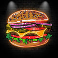 Tasty Burger Neon signs Lights - LED lights filled with fresh veggies and meat, sprinkled sesame seeds design, creative home decor, perfect party ambiance!