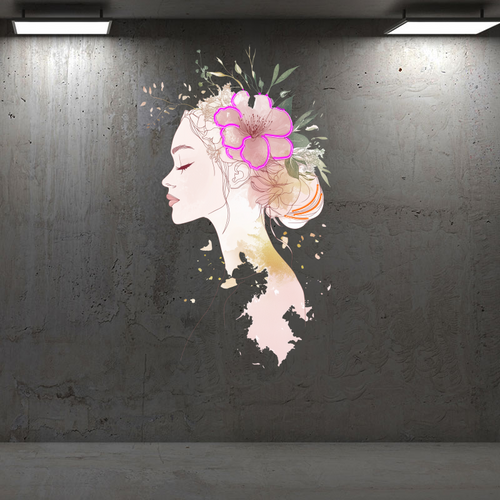 Beautiful Girl Neon Sign, Custom Art Painting Neon Sign, Perfect for Photoshoots, Business Decor, Wall Art Decor, Bar Decor