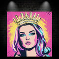European and American Beauty Golden Hair Crown Neon signs Light - Square Pink Background LED Decorative Lights, Fashion Home and Creative Space Lighting