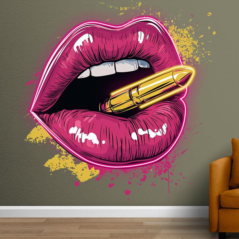 Red Lips Neon signs Lights - Contains Bullet Design LED Decorative Lights for Bars, Parties, Home and Creative Spaces