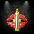 Bold Red Lips LED Neon Sign - Unique Lip Close-Up with Standing Bullet - Perfect for Edgy Decor & Unique Gifts