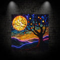 Oil Painting Style Square Photo Frame Neon | Moon Tree Hanging LED Decorative Light | Creative Home Lighting | Suitable for Bedroom, Living Room and Office