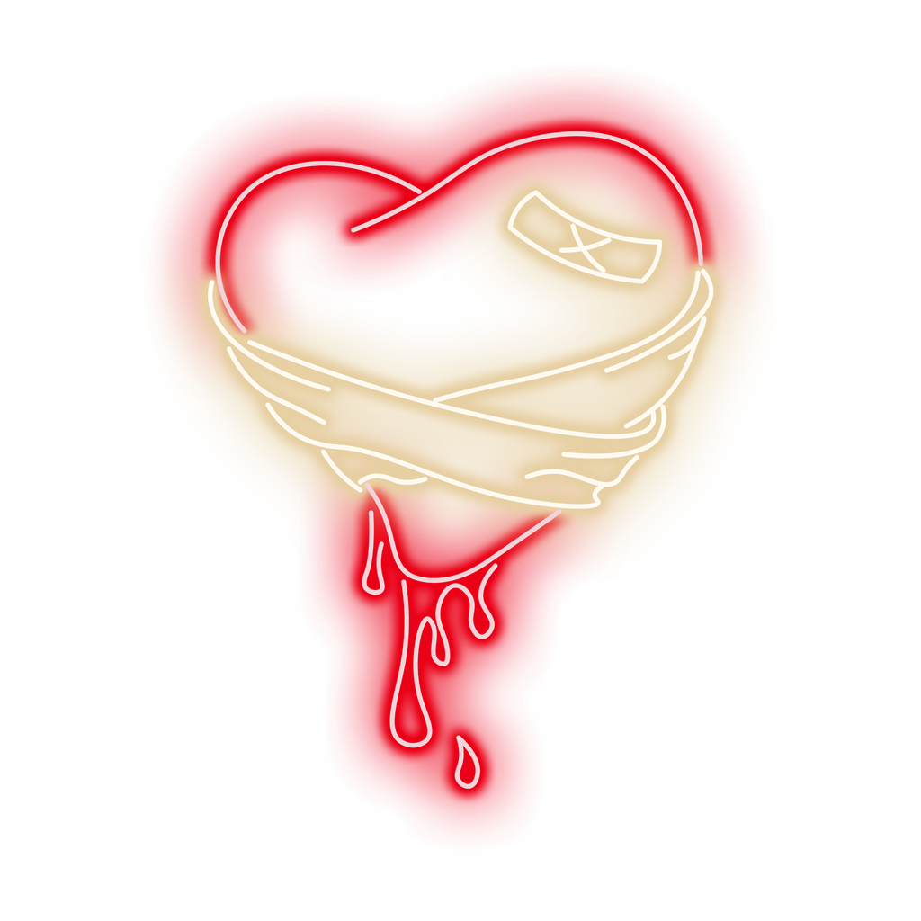 Heart with Bandage Neon Sign, Romantic Healing Love Theme Decor, LED Light, Art Bedroom Gift, Symbolic Cute Accent, Room Ornament
