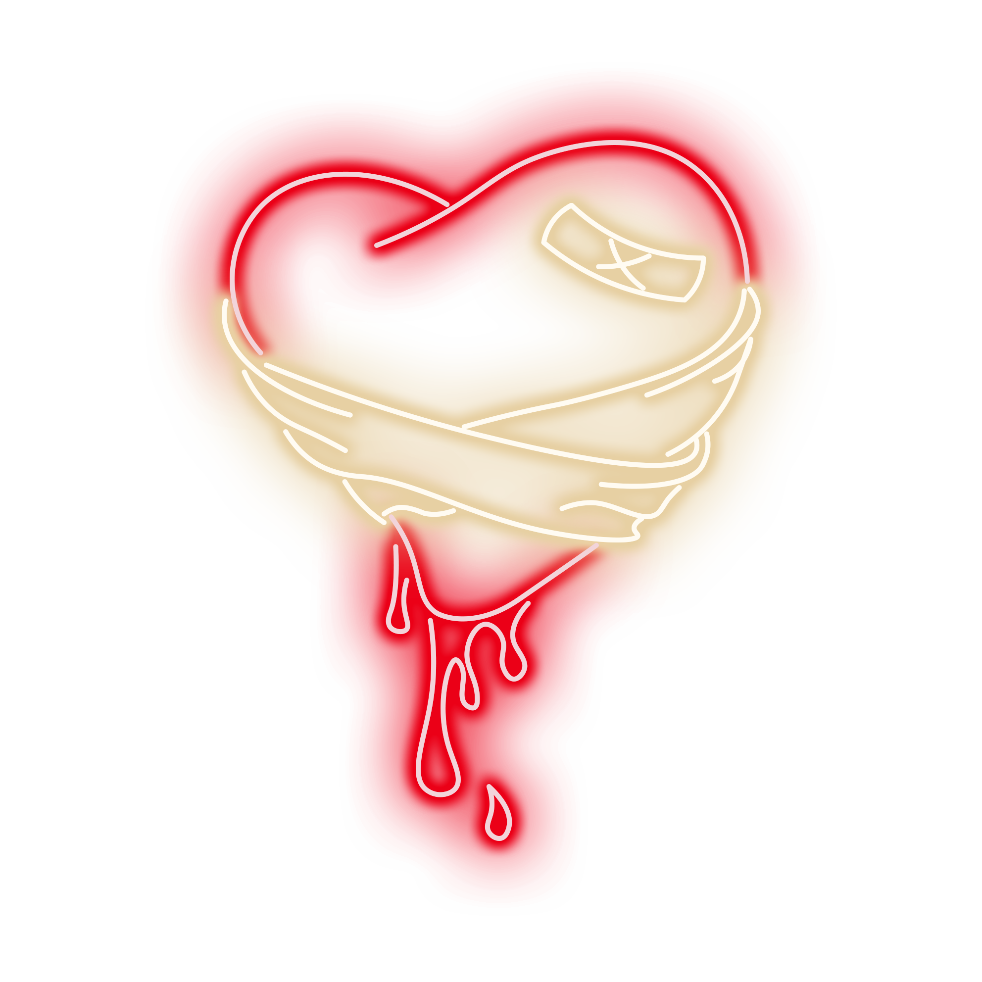 Heart with Bandage Neon Sign, Romantic Healing Love Theme Decor, LED Light, Art Bedroom Gift, Symbolic Cute Accent, Room Ornament