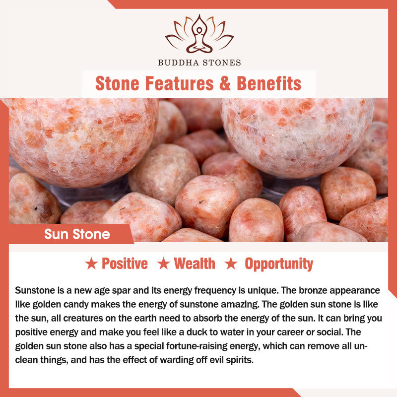 Buddha Stones "Wishing You Light and Happiness" Sun Stone Bracelet Includes Gift Message Card