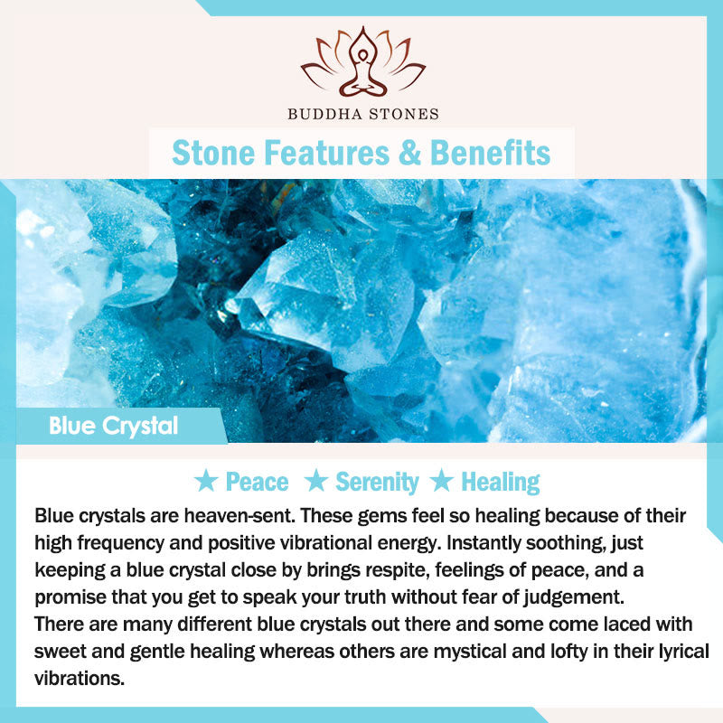 Buddha Stones "Sending You Peace and Grace" Blue Crystal Flower Bracelet Includes Gift Message Card