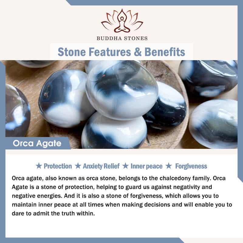 Buddha Stones "May the Stars Guide Your Dreams" Orca Agate Bracelet Includes Gift Message Card