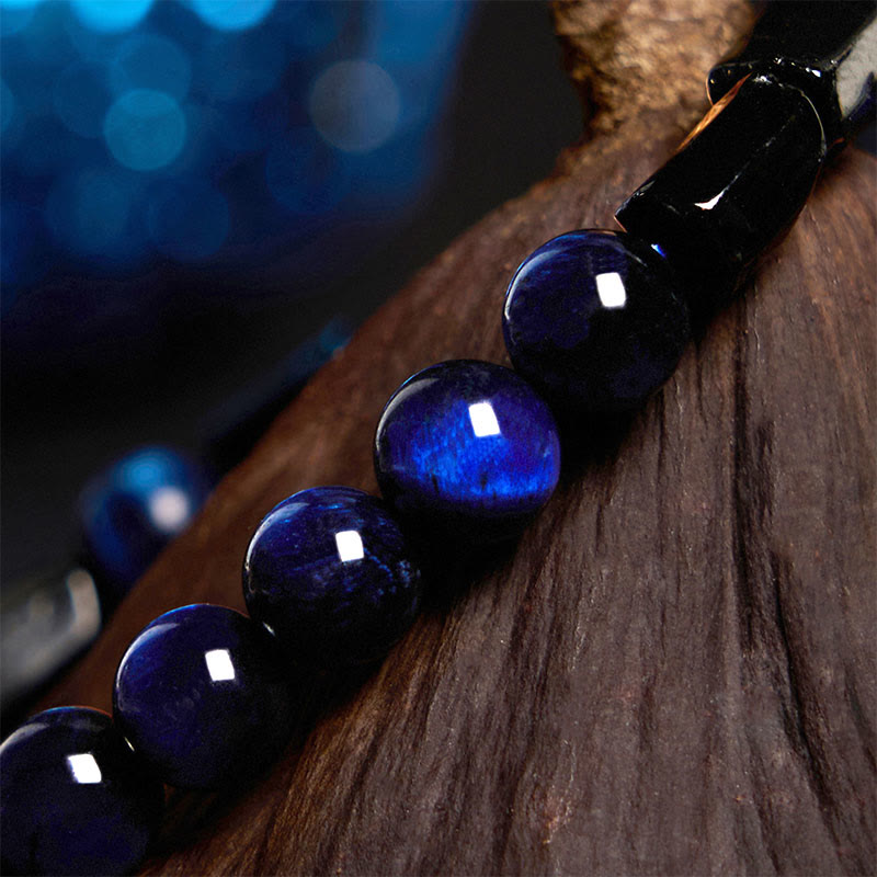 Buddha Stones "Wishing You Strength and Clarity" Blue Tiger Eye Bracelet Includes Gift Message Card