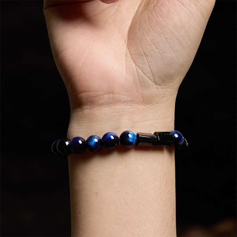 Buddha Stones "Wishing You Strength and Clarity" Blue Tiger Eye Bracelet Includes Gift Message Card