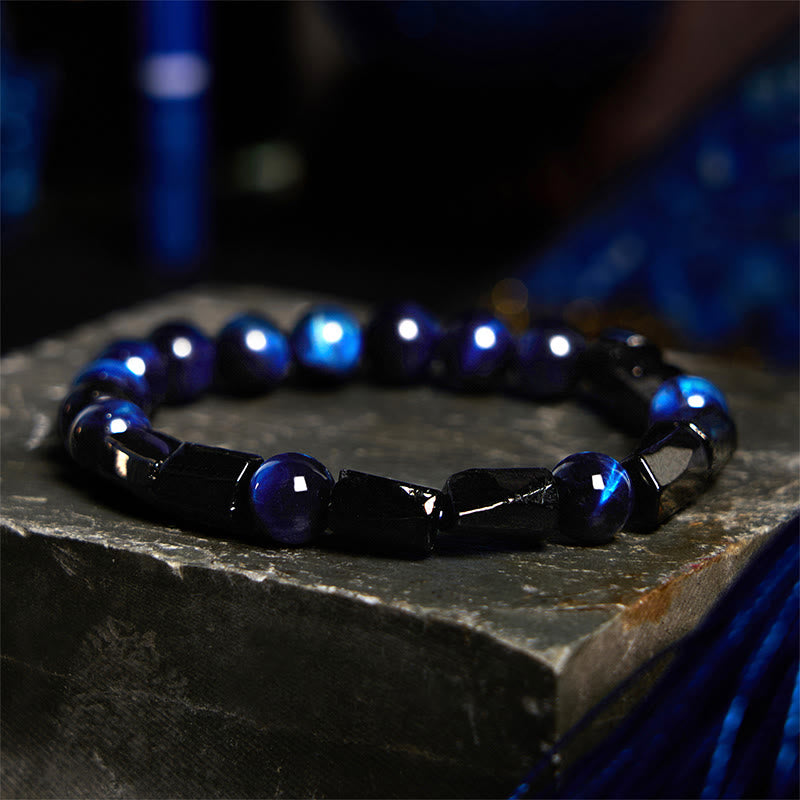 Buddha Stones "Wishing You Strength and Clarity" Blue Tiger Eye Bracelet Includes Gift Message Card