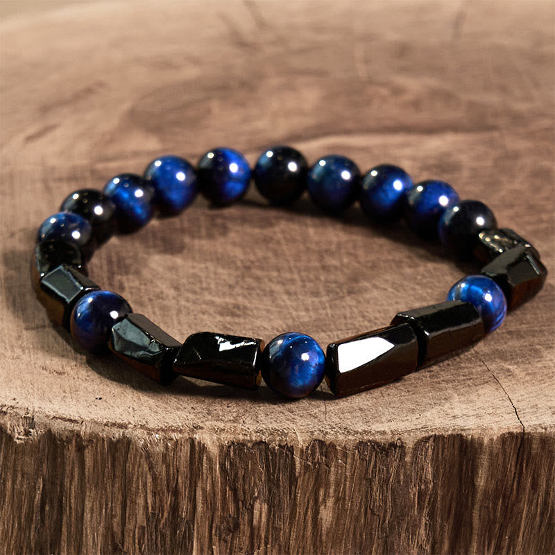 Buddha Stones "Wishing You Strength and Clarity" Blue Tiger Eye Bracelet Includes Gift Message Card