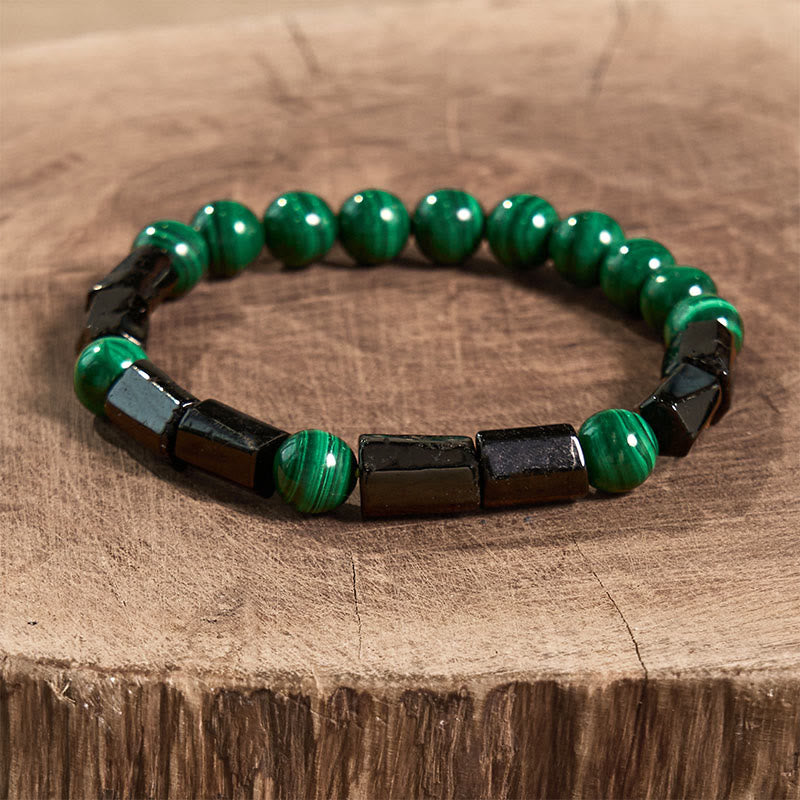 Buddha Stones "May Peace and Power Walk Beside You" Malachite Bracelet Includes Gift Message Card