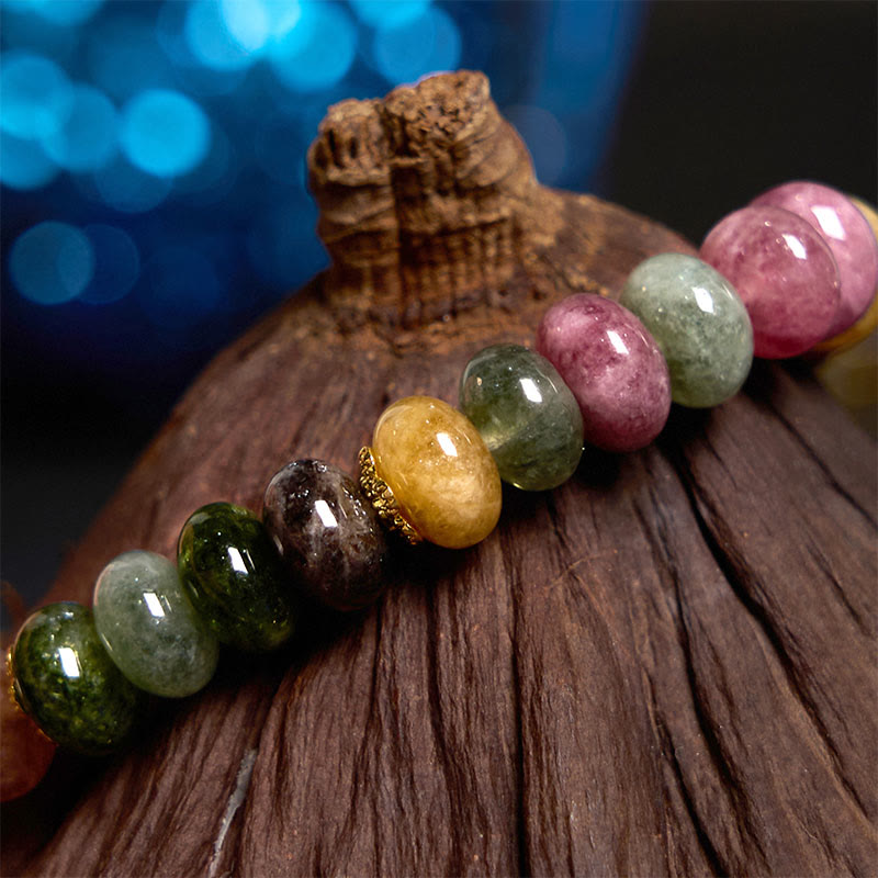 Buddha Stones "Wishing You Joy in Every Color" Tourmaline Jade Bracelet Includes Gift Message Card