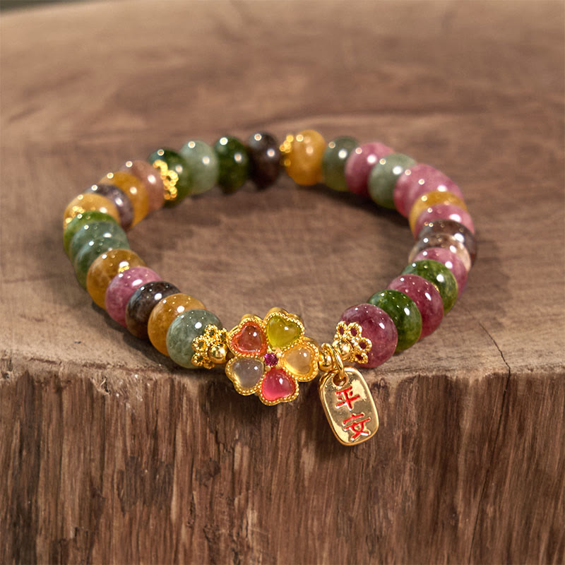 Buddha Stones "Wishing You Joy in Every Color" Tourmaline Jade Bracelet Includes Gift Message Card