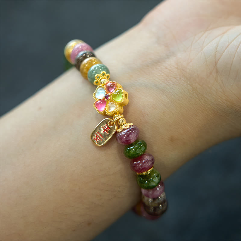 Buddha Stones "Wishing You Joy in Every Color" Tourmaline Jade Bracelet Includes Gift Message Card
