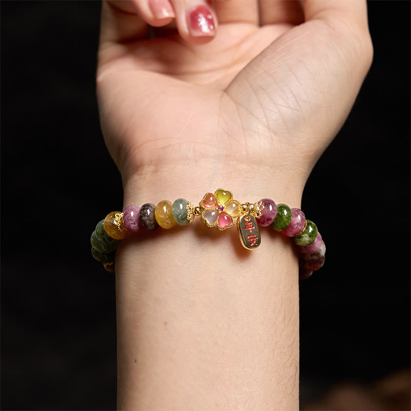 Buddha Stones "Wishing You Joy in Every Color" Tourmaline Jade Bracelet Includes Gift Message Card