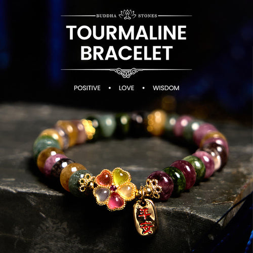 Buddha Stones "Wishing You Joy in Every Color" Tourmaline Jade Bracelet Includes Gift Message Card