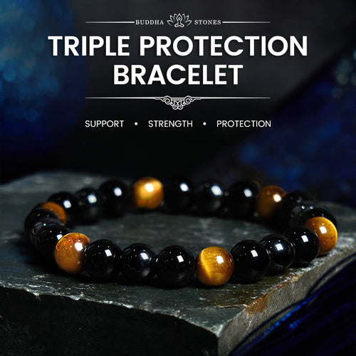 Buddha Stones "Sending You Power and Protection" Tiger's Eye Bracelet Includes Gift Message Card