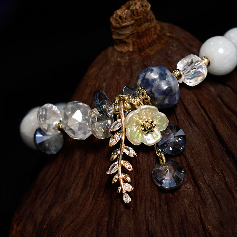 Buddha Stones "Sending You Peace and Grace" Blue Crystal Flower Bracelet Includes Gift Message Card