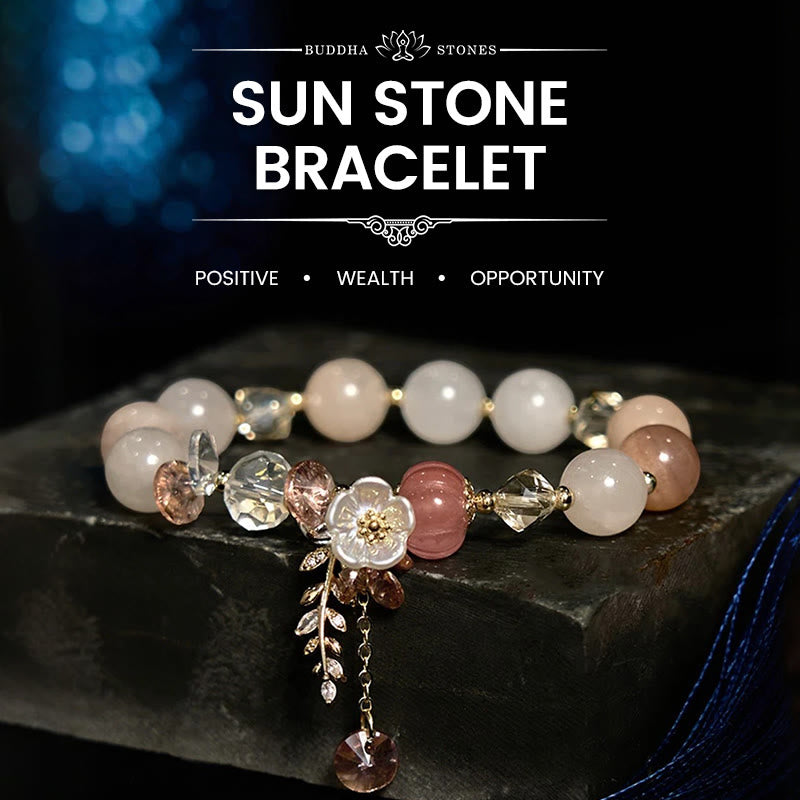 Buddha Stones "Wishing You Light and Happiness" Sun Stone Bracelet Includes Gift Message Card