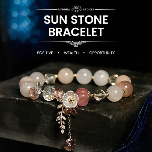 Buddha Stones "Wishing You Light and Happiness" Sun Stone Bracelet Includes Gift Message Card