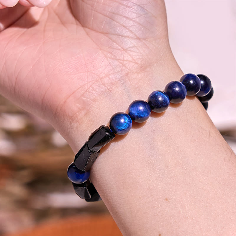 Buddha Stones "Wishing You Strength and Clarity" Blue Tiger Eye Bracelet Includes Gift Message Card