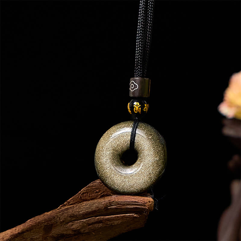 Buddha Stones "All the best for Luck and Confidence" Obsidian Necklace Includes Gift Message Card