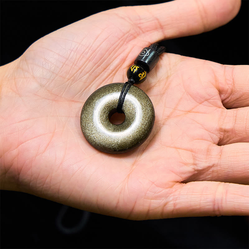 Buddha Stones "All the best for Luck and Confidence" Obsidian Necklace Includes Gift Message Card