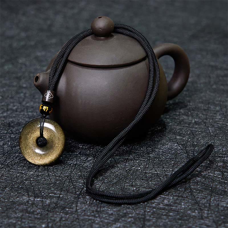 Buddha Stones "All the best for Luck and Confidence" Obsidian Necklace Includes Gift Message Card
