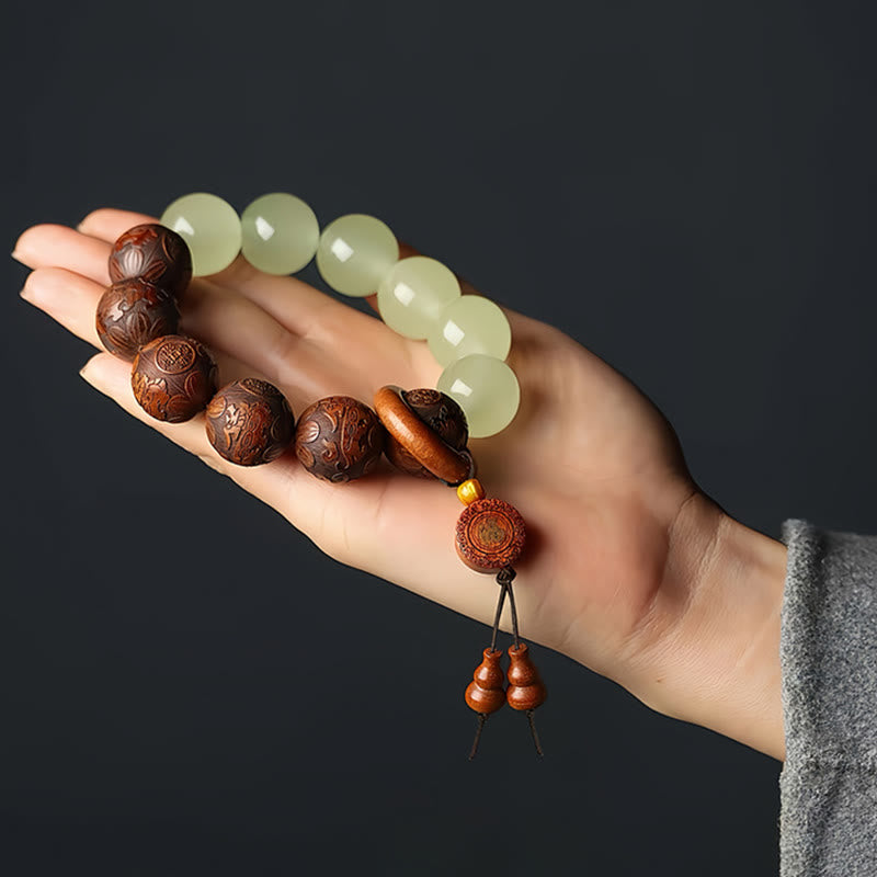 Buddha Stones "Wishing You Wealth and Protection" Sappan Wood Bracelet Includes Gift Message Card