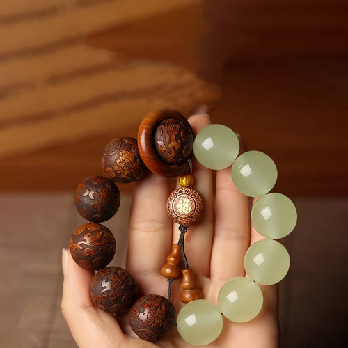 Buddha Stones "Wishing You Wealth and Protection" Sappan Wood Bracelet Includes Gift Message Card