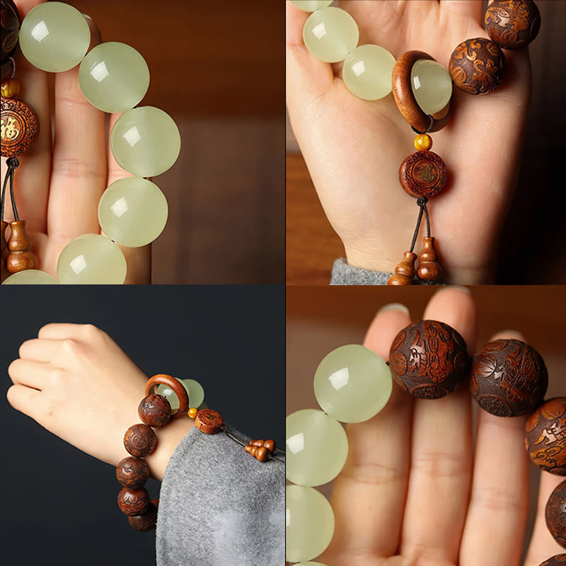 Buddha Stones "Wishing You Wealth and Protection" Sappan Wood Bracelet Includes Gift Message Card