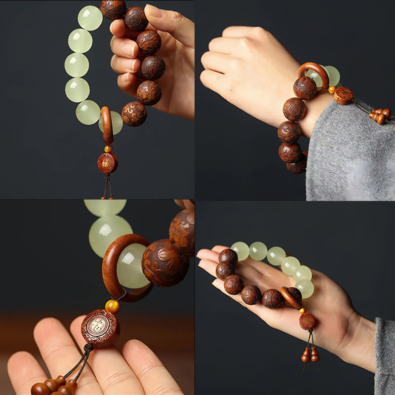 Buddha Stones "Wishing You Wealth and Protection" Sappan Wood Bracelet Includes Gift Message Card