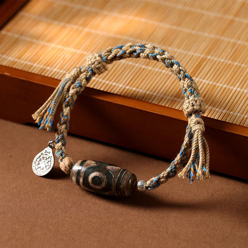 Buddha Stones "May Blessings Protect Your Journey" Dzi Bead Bracelet Includes Gift Message Card