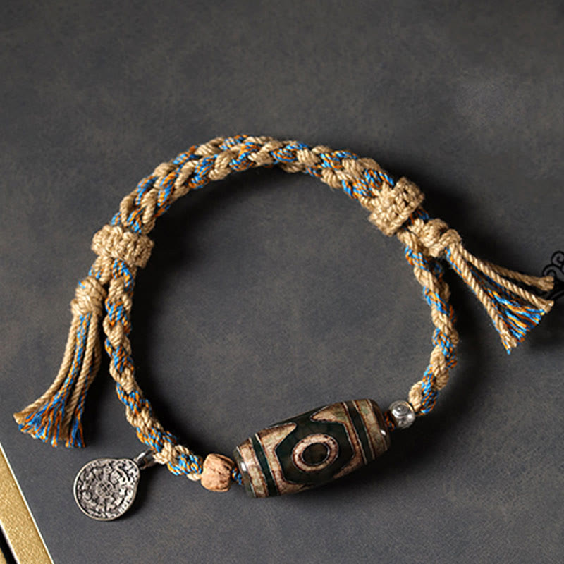 Buddha Stones "May Blessings Protect Your Journey" Dzi Bead Bracelet Includes Gift Message Card