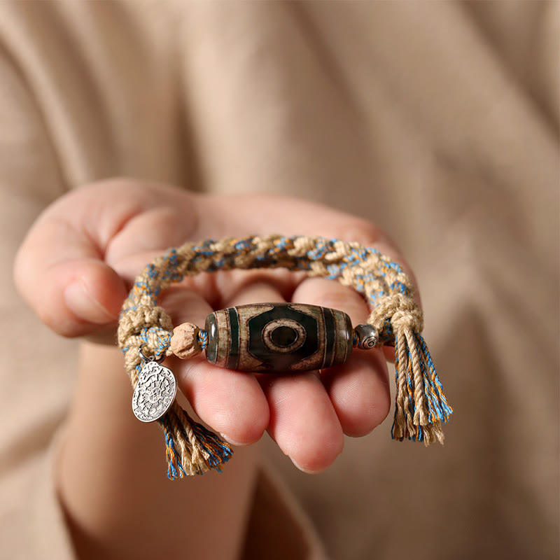 Buddha Stones "May Blessings Protect Your Journey" Dzi Bead Bracelet Includes Gift Message Card