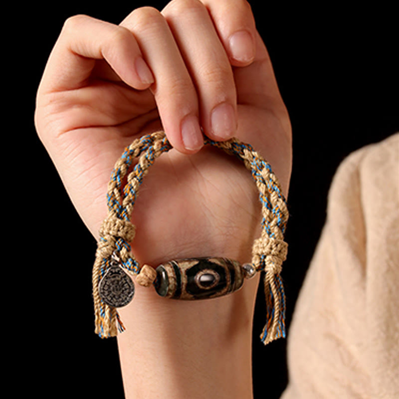 Buddha Stones "May Blessings Protect Your Journey" Dzi Bead Bracelet Includes Gift Message Card