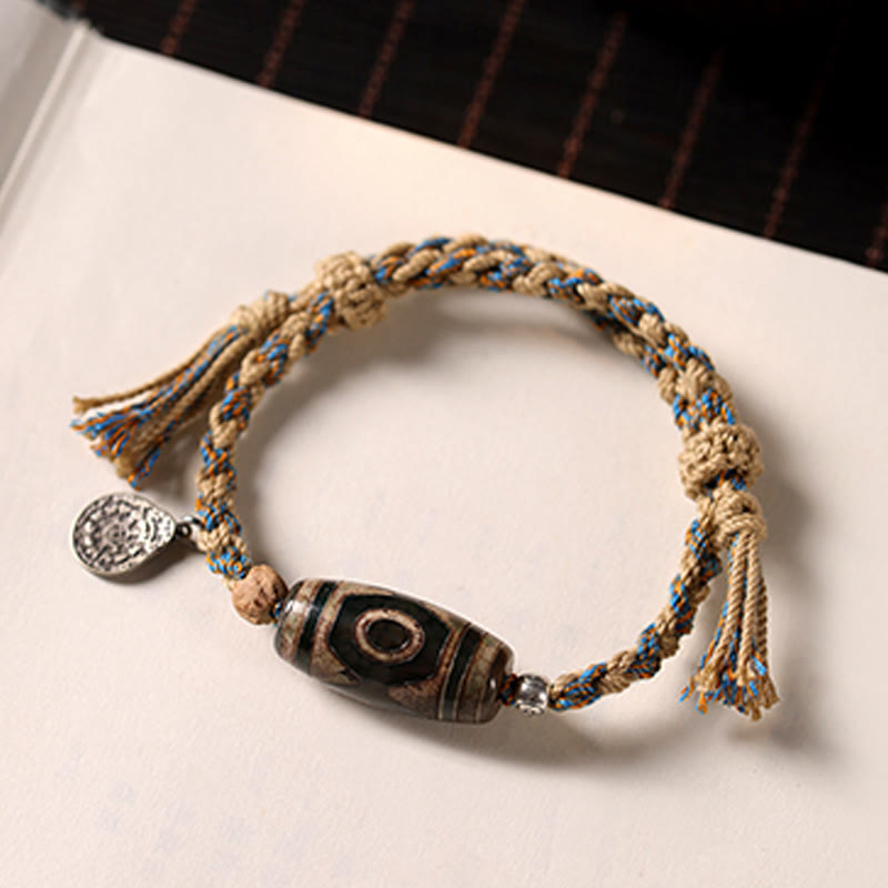 Buddha Stones "May Blessings Protect Your Journey" Dzi Bead Bracelet Includes Gift Message Card