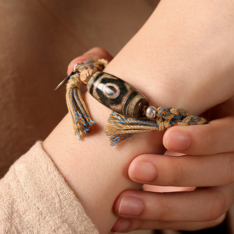 Buddha Stones "May Blessings Protect Your Journey" Dzi Bead Bracelet Includes Gift Message Card