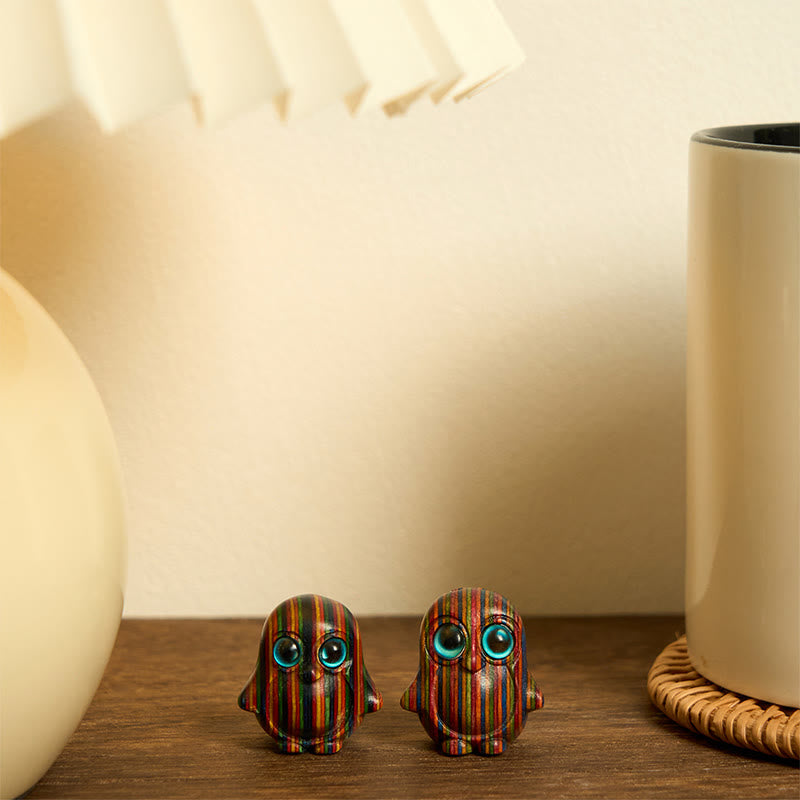 Buddha Stones "Sending Cheer and Harmony" 2Pcs Mini Penguin Decoration Includes Gift Message Card