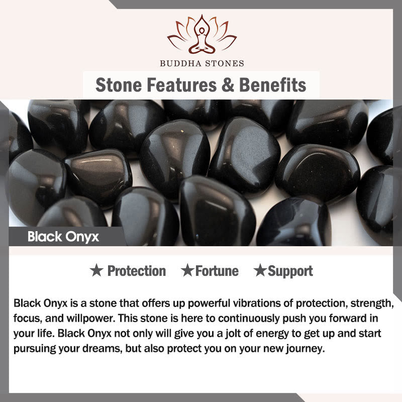 Buddha Stones "Wishing You Strength and Protection" Cat Onyx Bracelet Includes Gift Message Card