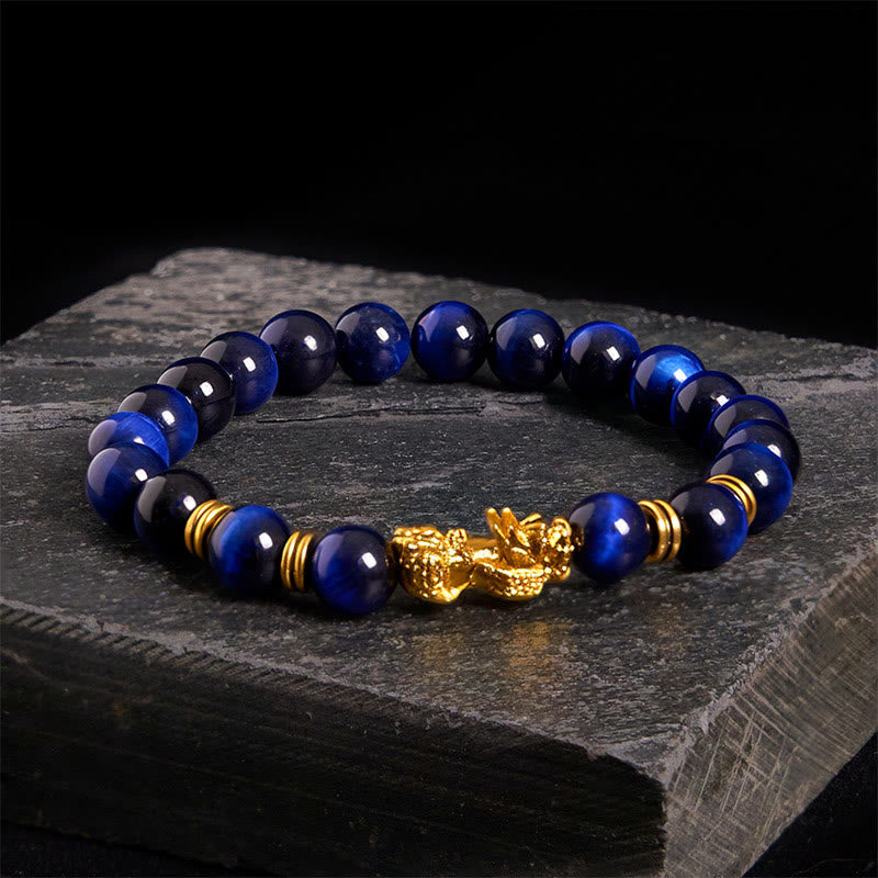 Buddha Stones "Sending Focus and Prosperity" Tiger Eye Pixiu Bracelet Includes Gift Message Card